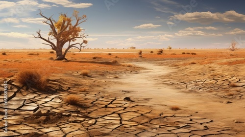 Desert with cracked earth