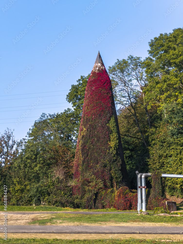 Spitzbunker (Winkelturm, Luftschutzturm, Hochbunker), an air raid shelter built in 1939 in Neunkirchen, Saarland, Germany