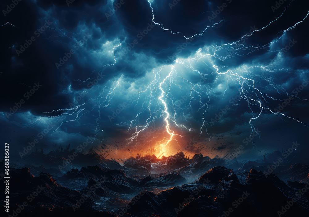 Electric Tempest: A Lightning Storm, Capturing the Fierce Ballet of Nature's Flashing Lances Across the Skies, Crafted by Generative AI Electric Tempest: A Lightning Storm, Capturing the Fierce Ballet of Nature's Flashing Lances Across the Skies, Crafted by Generative AI