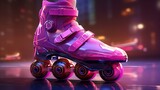 a pink roller skate with four wheels