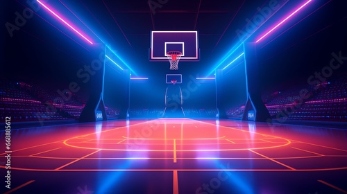 a basketball court with neon lights © VSTOCK