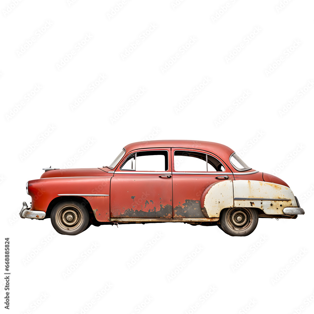 vintage toy car isolated on white background