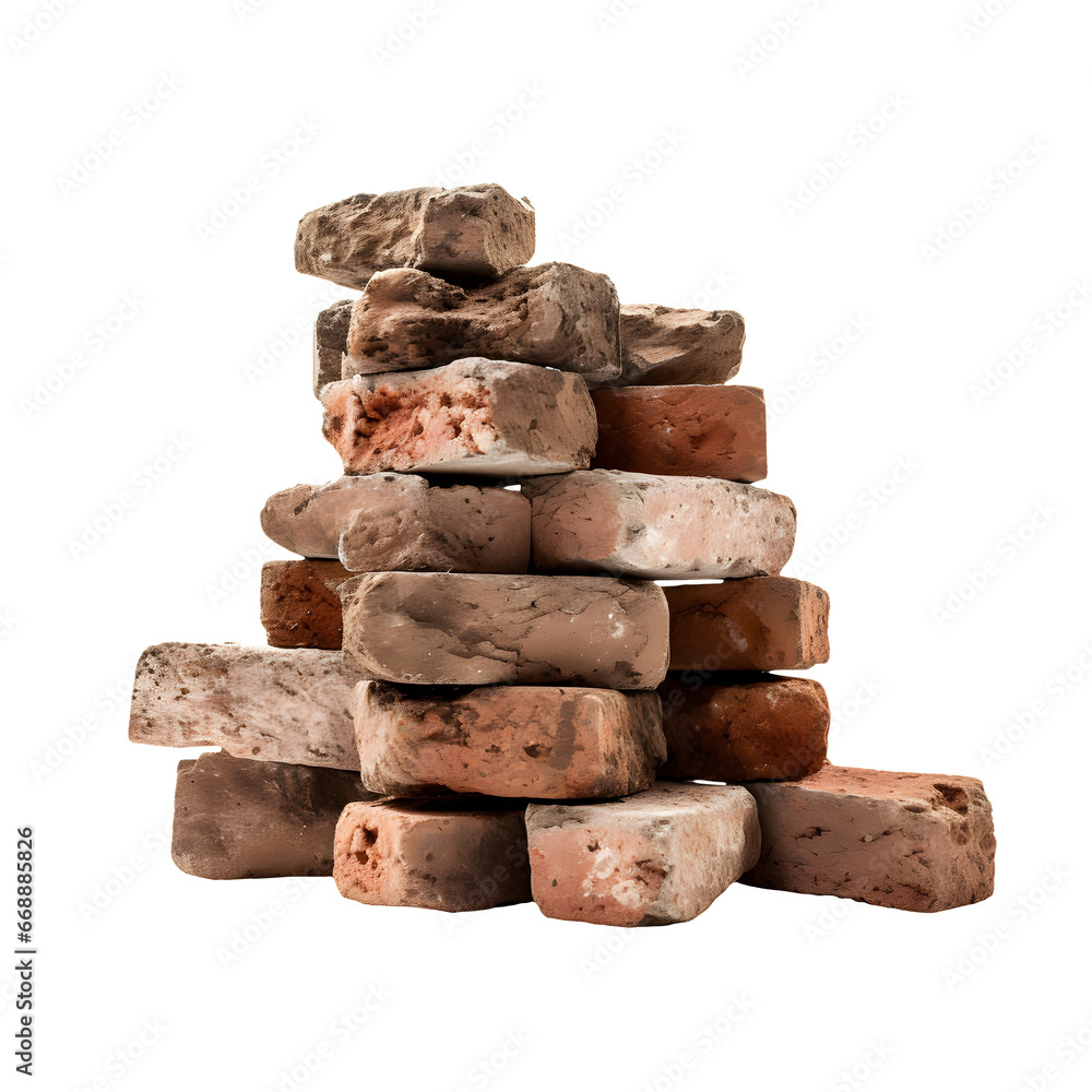 Big pile of bricks isolated Big pile of bricks isolated
