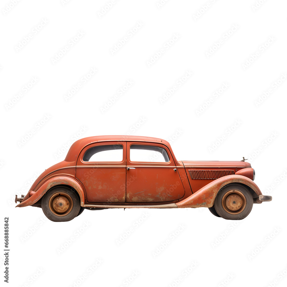 vintage toy car isolated on white background