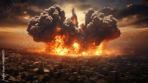 a explosion in a city