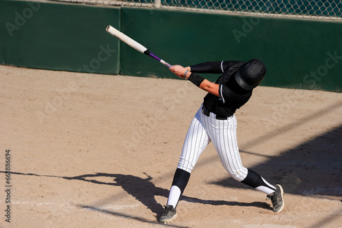Softball Baseball Player Athlete Hitting Batting Playing Action