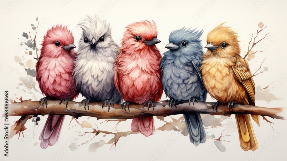 A diverse bird community that shows friendship and flocking. - obrazy, fototapety, plakaty 