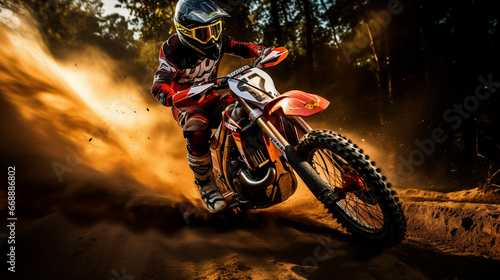 Motocross isolated motorcycle biker on blurred motion dirty background © BeautyStock