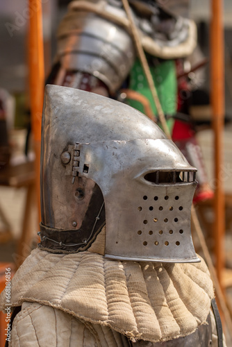 Iron Silver Full Face Medieval Helmet