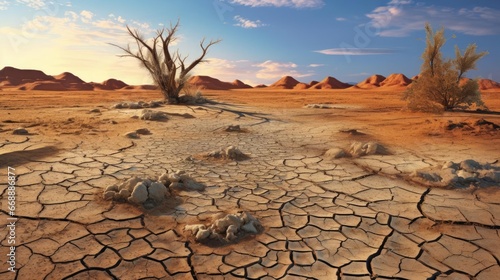 Desert with cracked earth