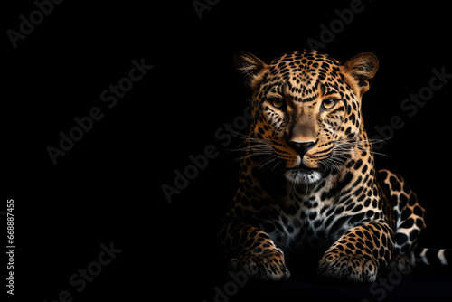 Leopard on black background