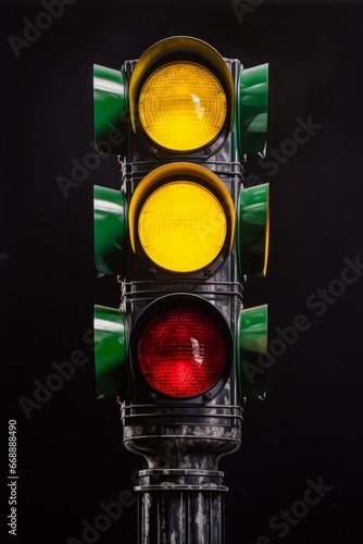 a traffic light with black background