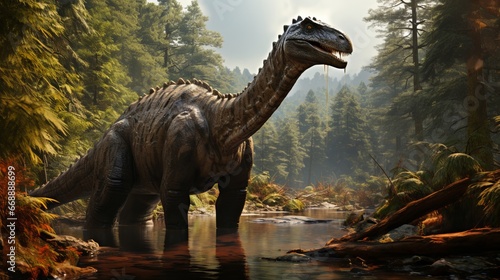 diplodocus, Illustration of a huge dinosaur. Herbivorous lizard. Concept: extinct dinosaurs, ancient lizard-like animals.
