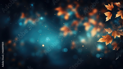 Blurry Leaves Background with glowing elements
