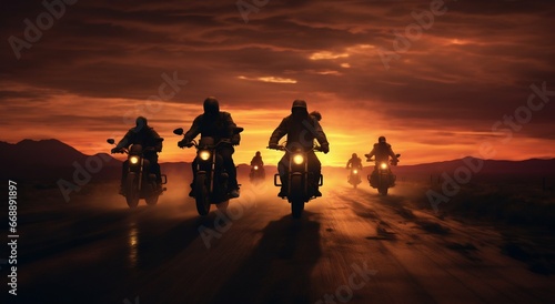 Riding Into the Sunset: Bikers' Brotherhood. Generative ai