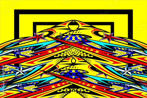 abstract racing background vector design with a unique striped pattern and a combination of bright colors and cool star effects. suitable for your wrapping design