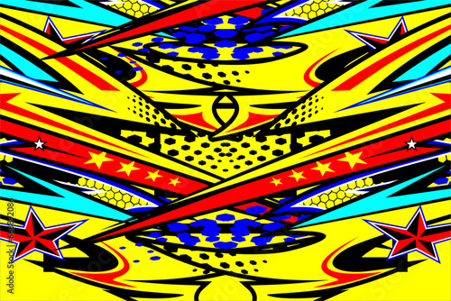 abstract racing background vector design with a unique striped pattern and a combination of bright colors and cool star effects. suitable for your wrapping design