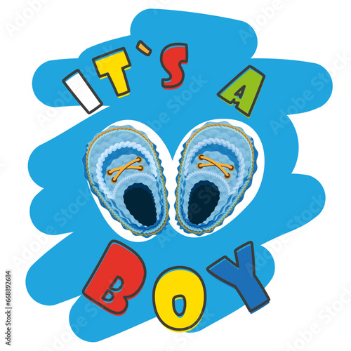Newborn boy congratulation vector illustration