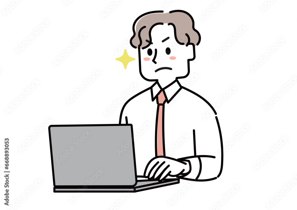 仕事を真面目にやるビジネスマンのイラスト 仕事を真面目にやるビジネスマンのイラスト