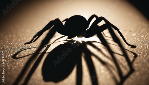 Bed tick or spider shadow: Concept of parasitic insects in the home at night photo