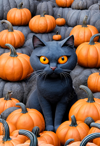 pumpkin and spookie cat photo