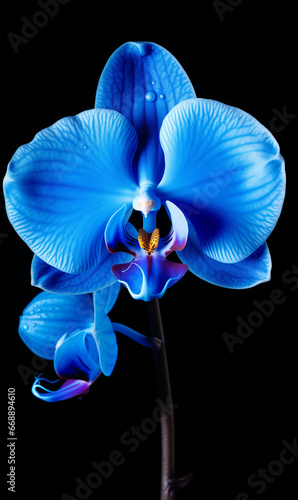 Blue Orchid flower isolated on black background