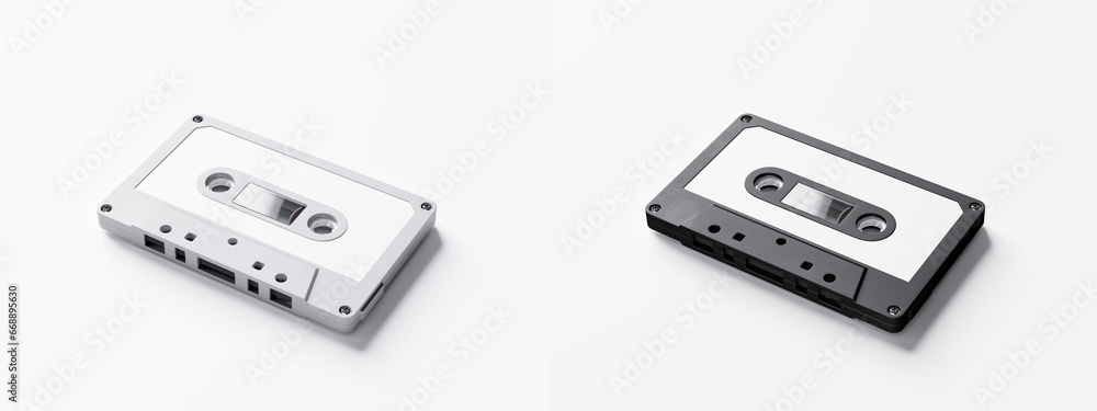 Obraz premium 3D Illustration. Cassette tape mockup isolated on white background
