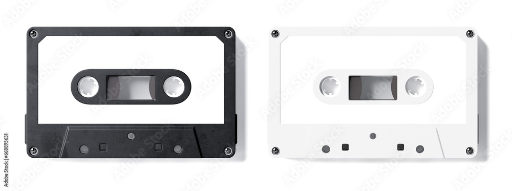 Obraz premium 3D Illustration. Cassette tape mockup isolated on white background