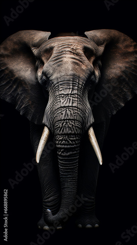 Elefante em fundo preto 