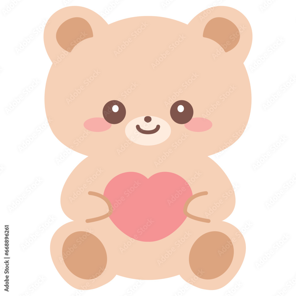 ハートを持ったかわいいクマのキャラクターのぬいぐるみ ハートを持ったかわいいクマのキャラクターのぬいぐるみ
