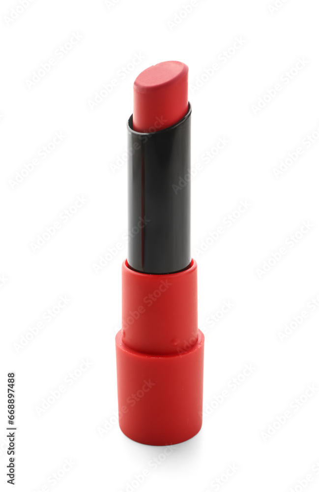 Beautiful red lipstick on white background Beautiful red lipstick on white background