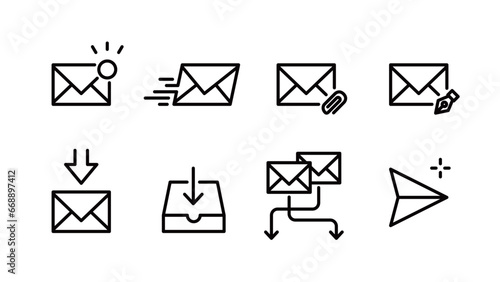 Various icon sets for sent/received, unread, attachment, sorting, etc. Variable line width
