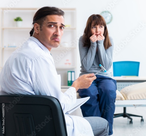 Mentally ill woman patient during doctor visit