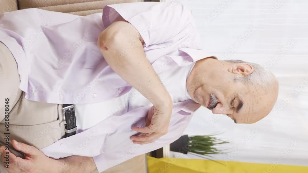 Vertical video of Unhappy old man living poor. Vertical video of Unhappy old man living poor.