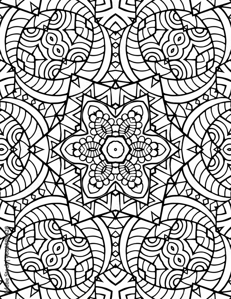 Circular pattern in form of mandala for Henna, Mehndi, tattoo, decoration. Decorative ornament in ethnic oriental style. Coloring book page. Circular pattern in form of mandala for Henna, Mehndi, tattoo, decoration. Decorative ornament in ethnic oriental style. Coloring book page.