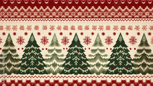Knitted Christmas Ugly sweater background in white, red, green colors. Knit print. Knitted Xmas sweater texture wallpaper. Merry Christmas Happy New Year concept.. photo