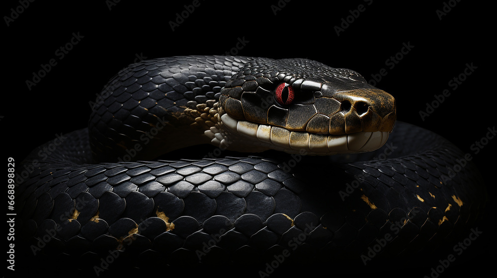 Fototapeta premium cobra serpente em fundo preto 