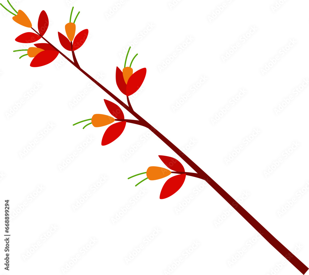 Berries and flowers on branch vector illustration. Autumn Berries design element Berries and flowers on branch vector illustration. Autumn Berries design element