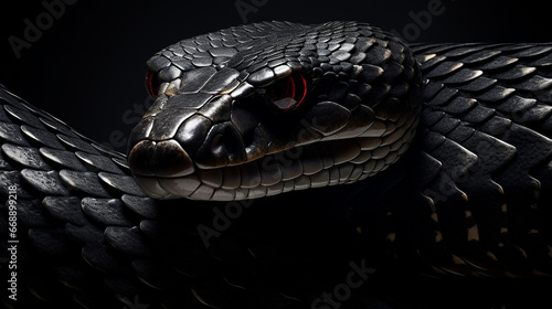 cobra serpente em fundo preto  photo