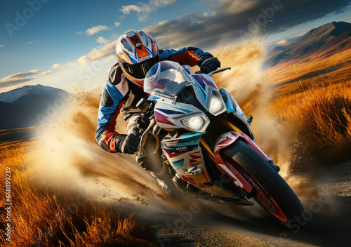 Velocity Captured: A Riveting Snapshot of Motorcycle Riding Dynamics, A Generative AI's Exploration into the Heart of Speed and Precision © BigMindOutfit