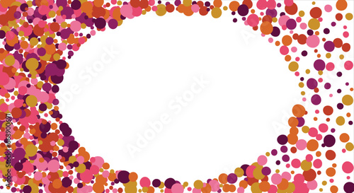 Oval frame made of colored circles. banner Place for text. Horizontal background. Vector illustration.