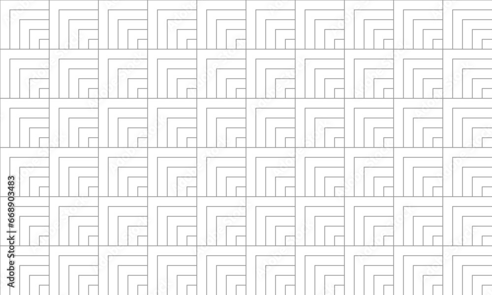 Grey square with corner line seamless pattern. Vector Repeating Texture.