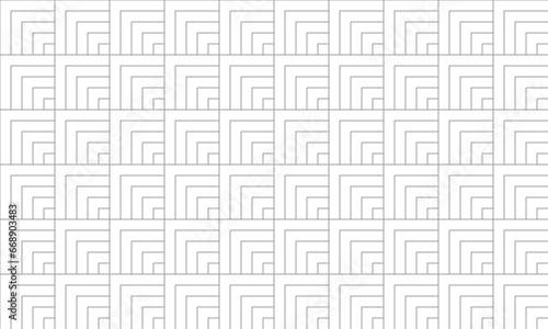 Grey square with corner line seamless pattern. Vector Repeating Texture.