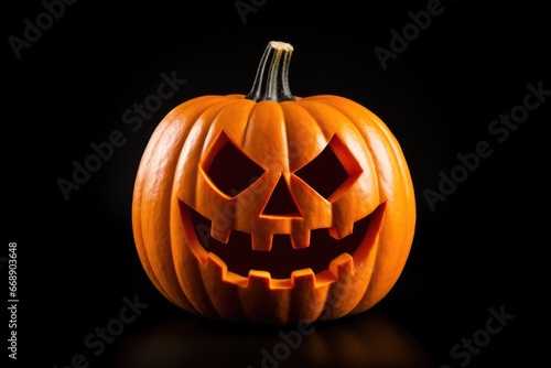 happy halloween pumpkin on black