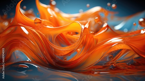A close up of an orange liquid substance. AI image.