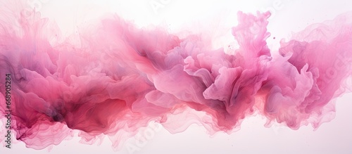 Watercolor in shades of pink with oil paint residue