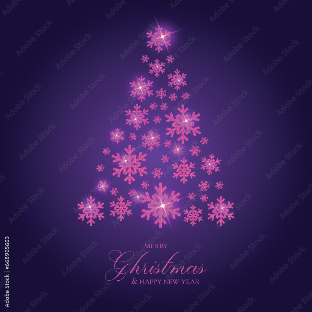 elegant merry christmas with golden snowflake tree design vector illustration elegant merry christmas with golden snowflake tree design vector illustration