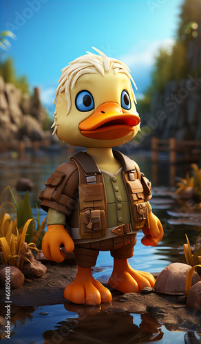 The duck's determined gaze and detailed gear evoke feelings of nostalgia for childhood adventure tales photo