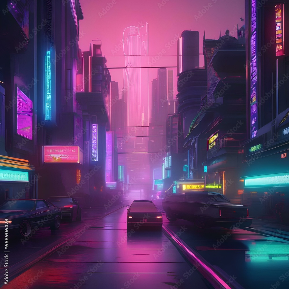 2 Create a pixel art scene of a cyberpunk city with neon lights ...