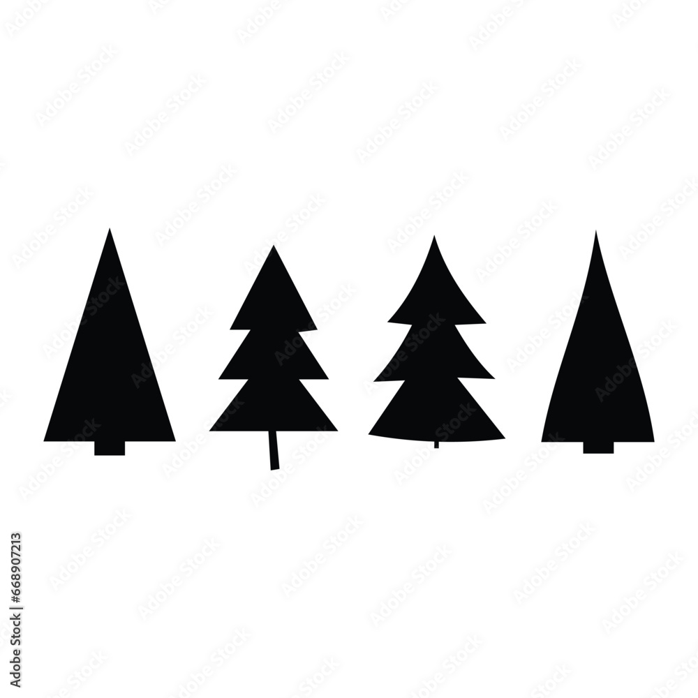 Obraz premium Pine tree icon. Simple illustration of pine tree vector icon for web. Christmas tree silhouette, pine tree. Christmas and winter element design